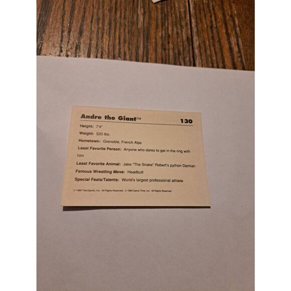 Vintage 1990 WWF Andre the Giant Classic Wrestling Trading Card 130 Titan Sports - Picture 2 of 2